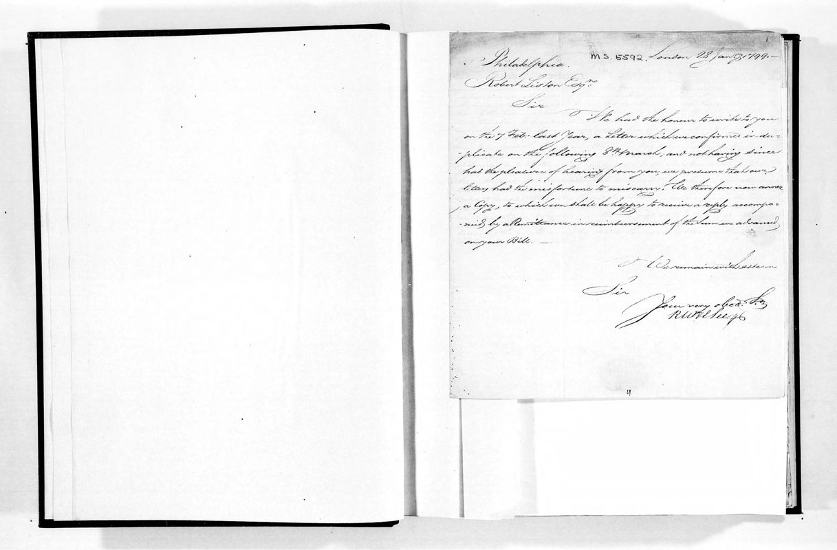 View document: Correspondence & Henrietta Liston's American & West Indian journals, 1798-1801.
