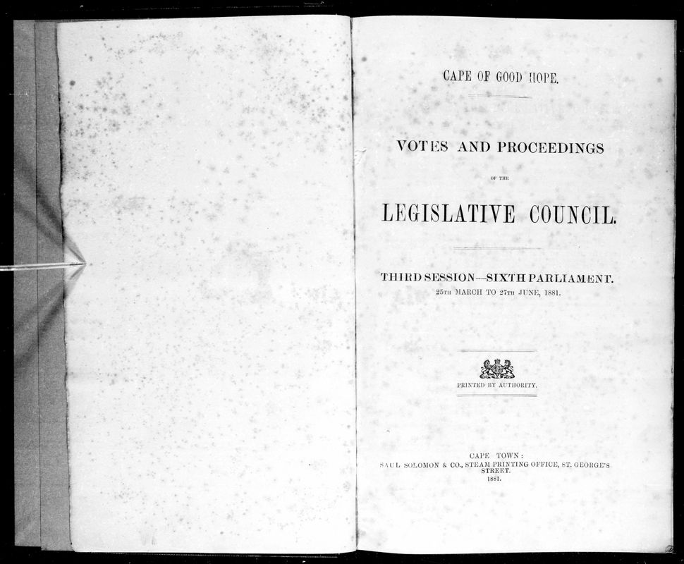 View document: Votes and Proceedings of The Legislative Council, 25th March to 27th June 1881.