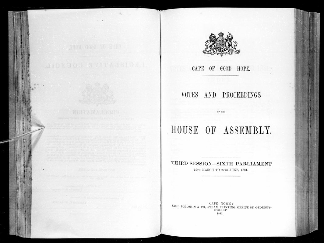 View document: Votes and Proceedings of The House of Assembly, 25th March to 27th June 1881.