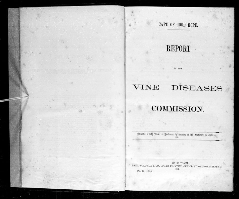 View document: Report of The Vine Diseases Commission, 1881.