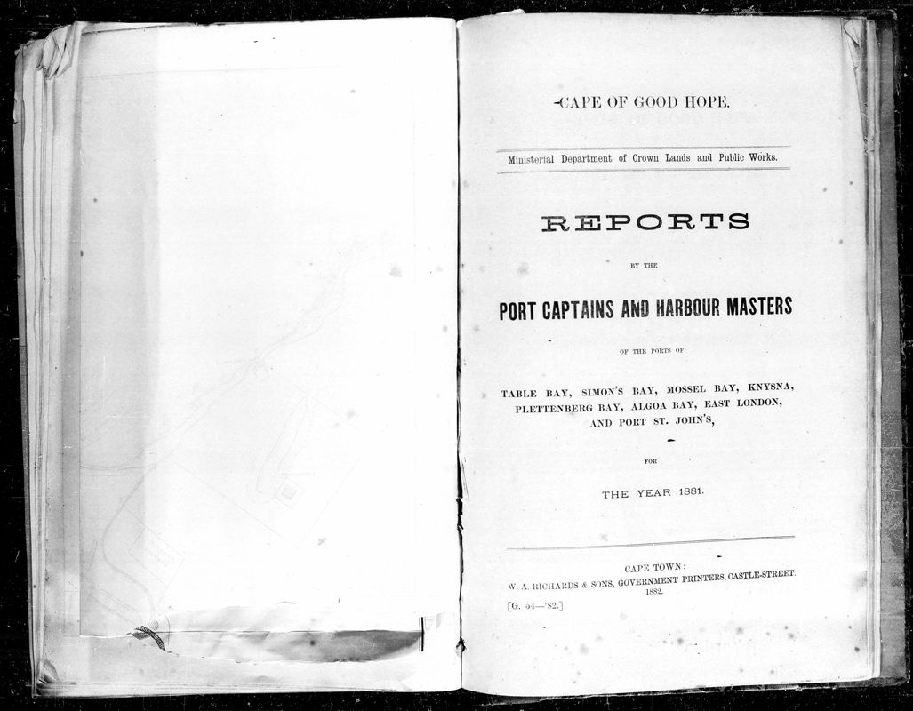 View document: Reports By The Port Captains and Harbour Masters For The Year 1881.
