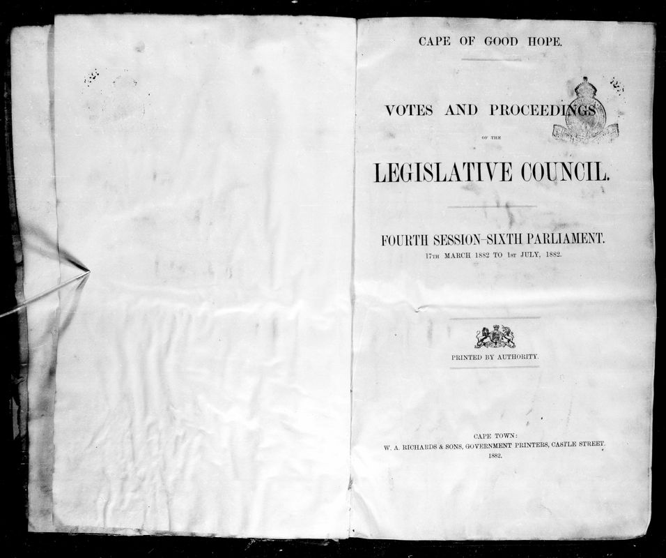 View document: Votes and Proceedings of The Legislative Council, 17th March to 1st July 1882.