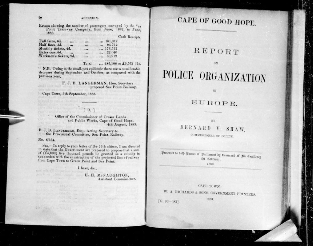 View document: Report on Police Organisation in Europe, 1883.