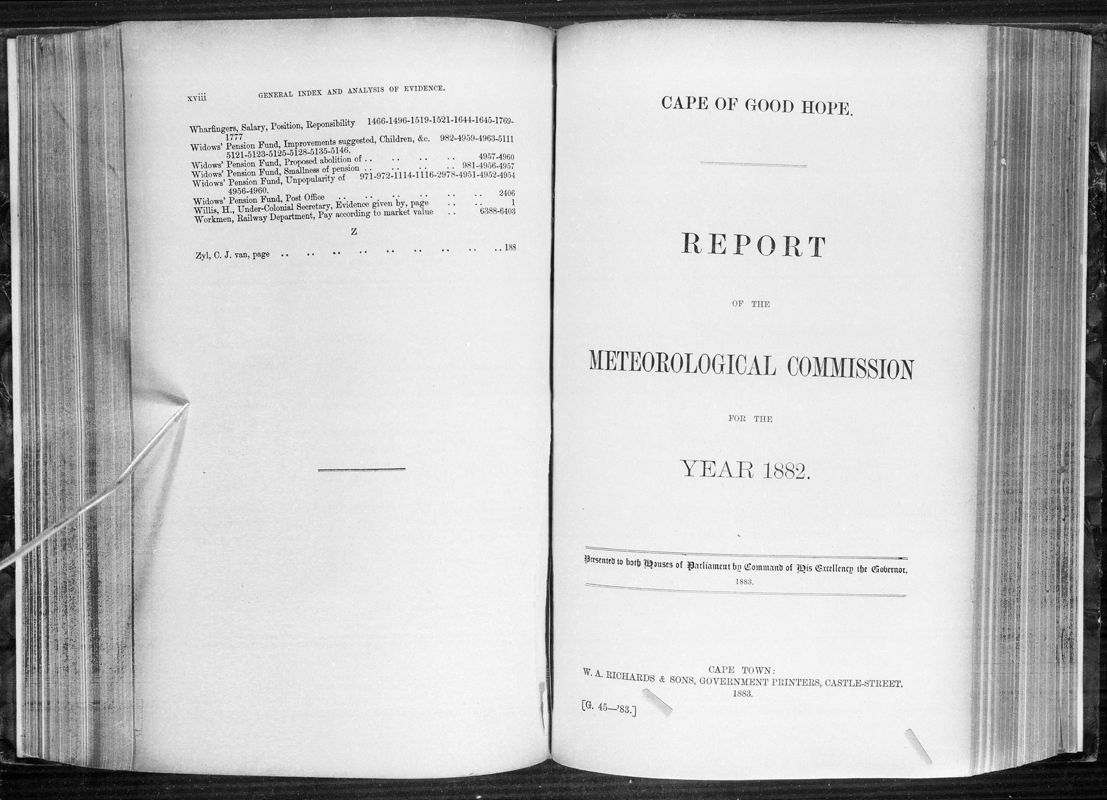 View document: Report of The Meteorological Commission For The Year 1882.