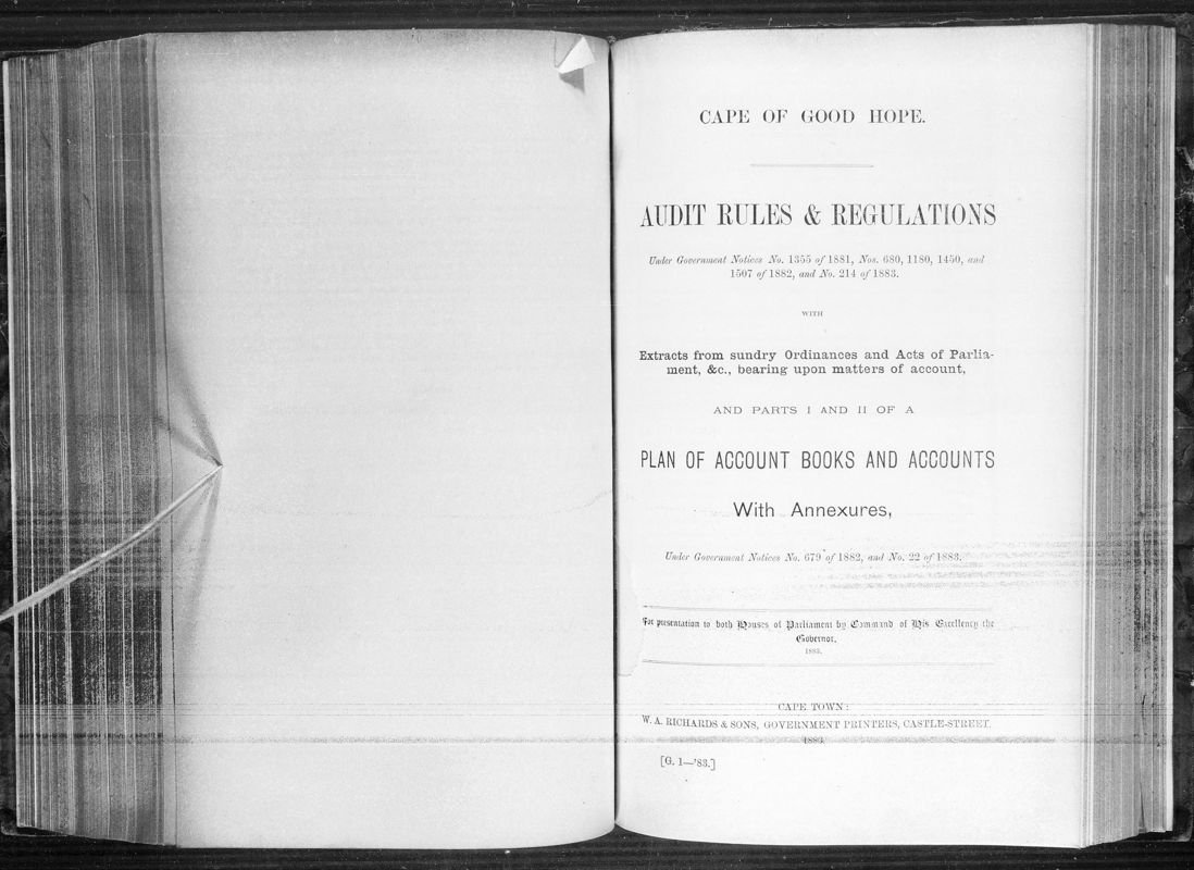 View document: Audit Rules and Regulations, 1883.