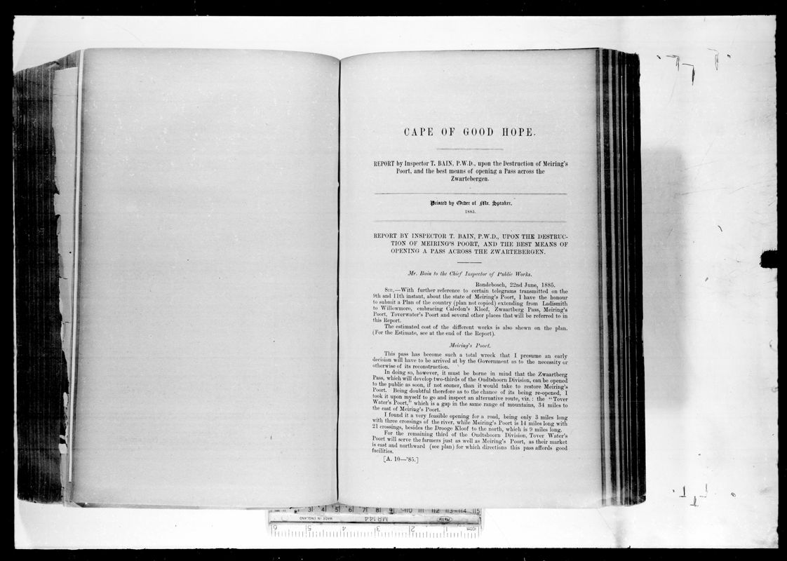 View document: Report By Inspector T. Bain, 1885.