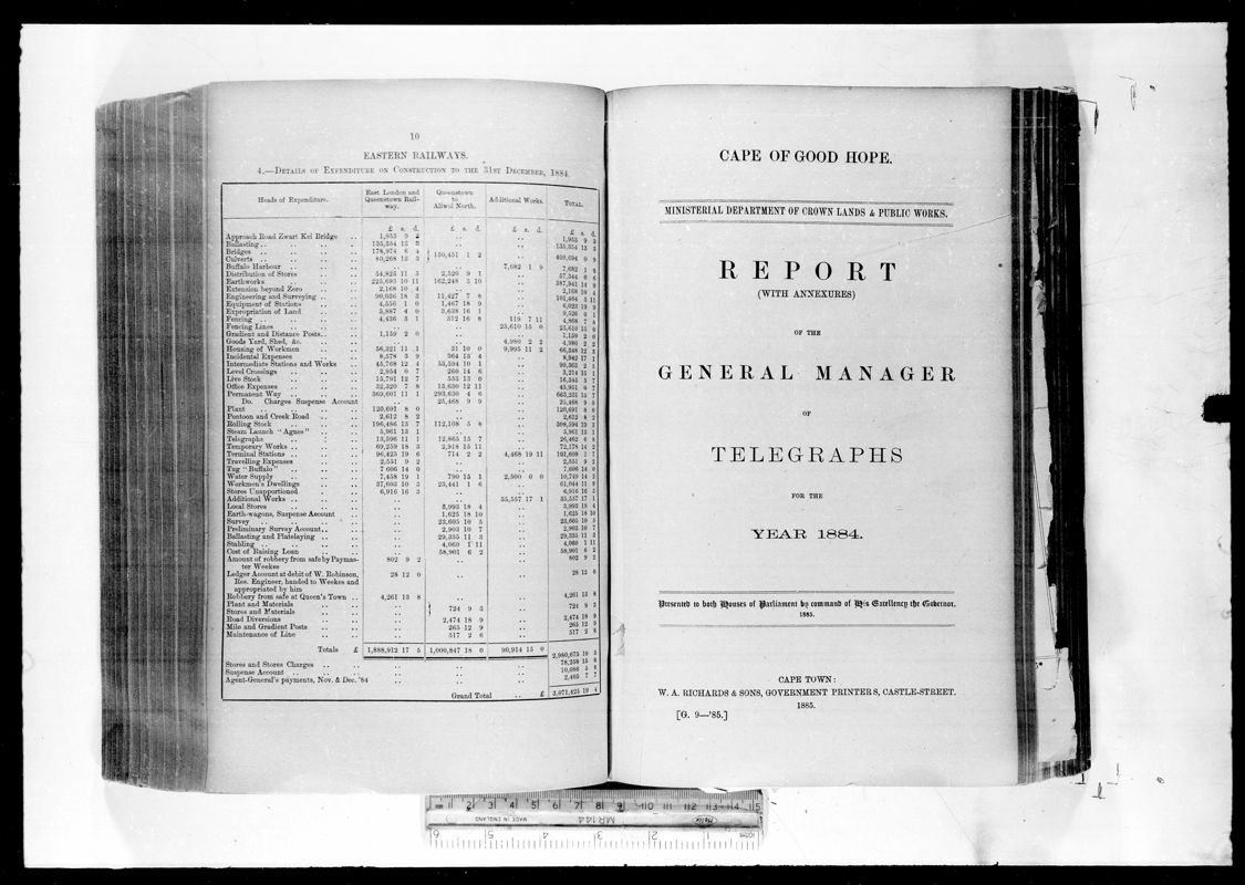View document: Report of The General Manager of Telegraphs For The Year 1884.