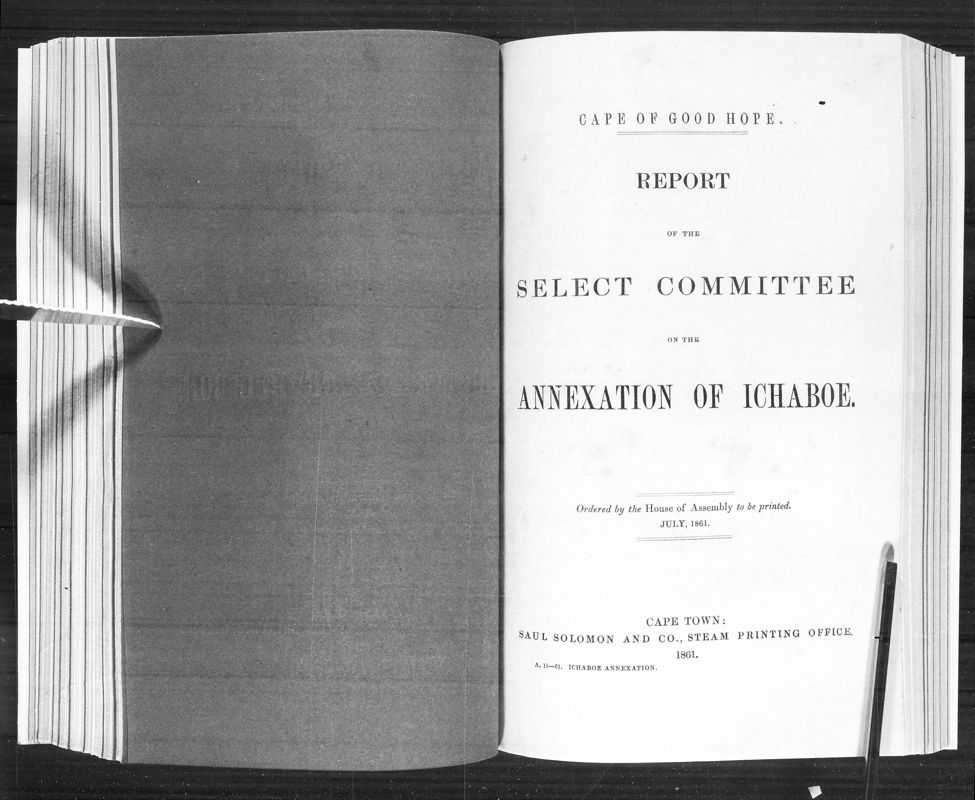 View document: Report of The Select Committee on The Annexation of Ichaboe, 1861.