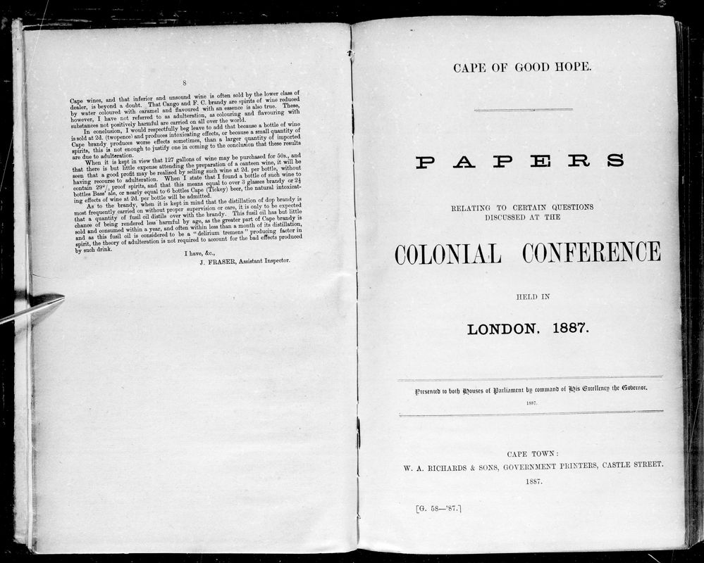 View document: Papers Relating To Certain Questions Discussed At The Colonial Conference Held in 1887.