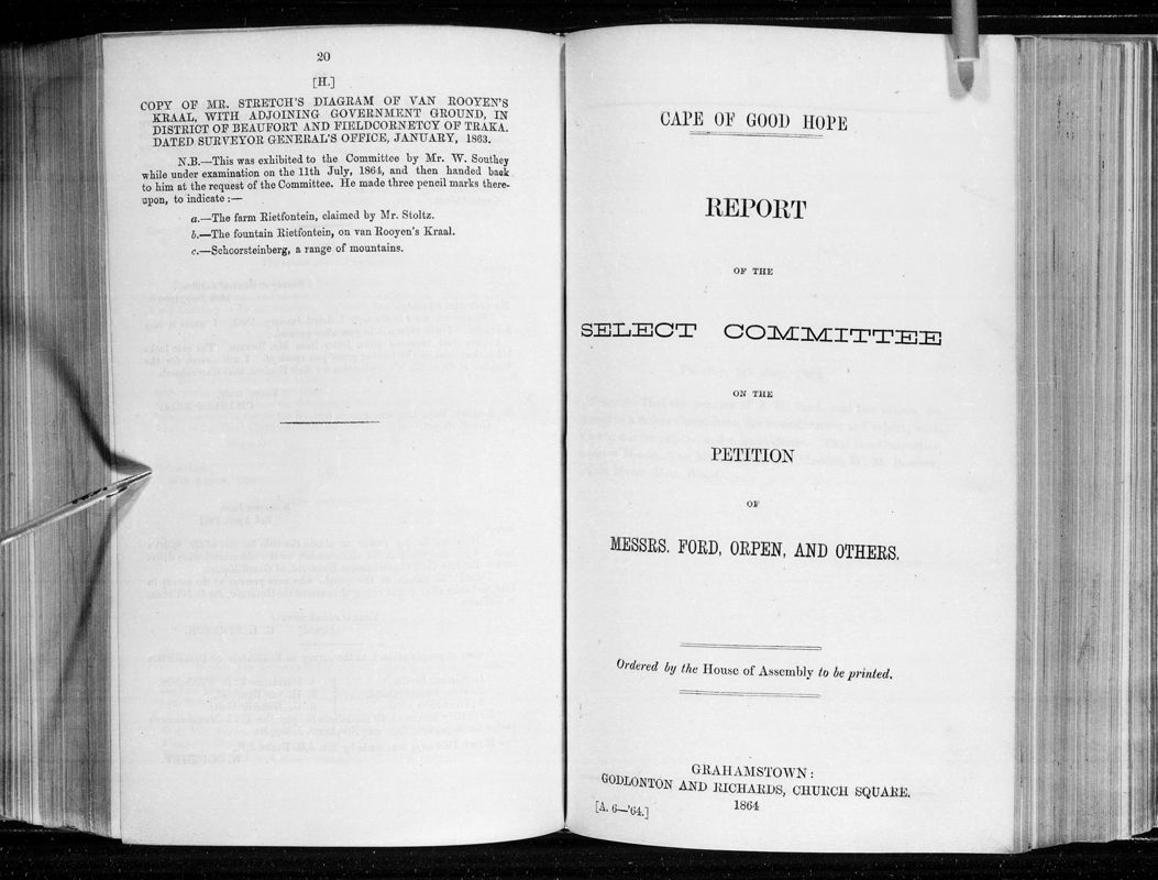 View document: Report of The Select Committee on The Petition of Messers. Ford, Orpen, And Others, 1864.