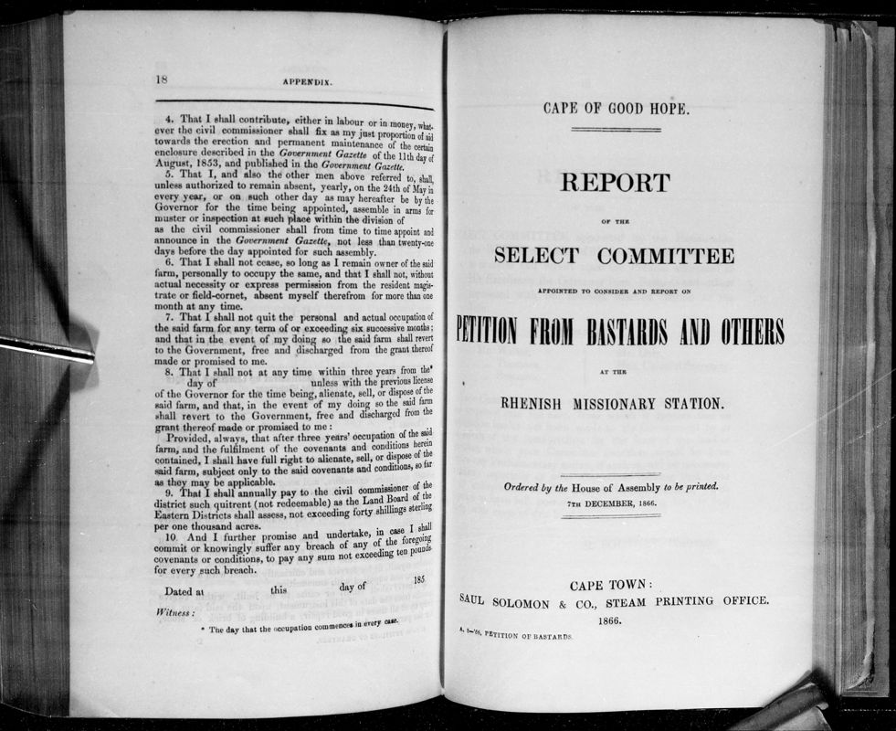 View document: Report of The Select Committee on Petition From Bastards and Others, 1866.