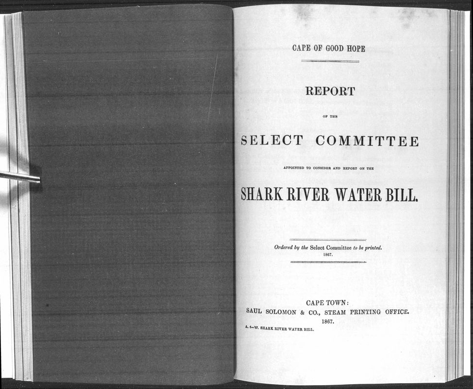 View document: Report of The Select Committee On The Shark River Water Bill, 1867.