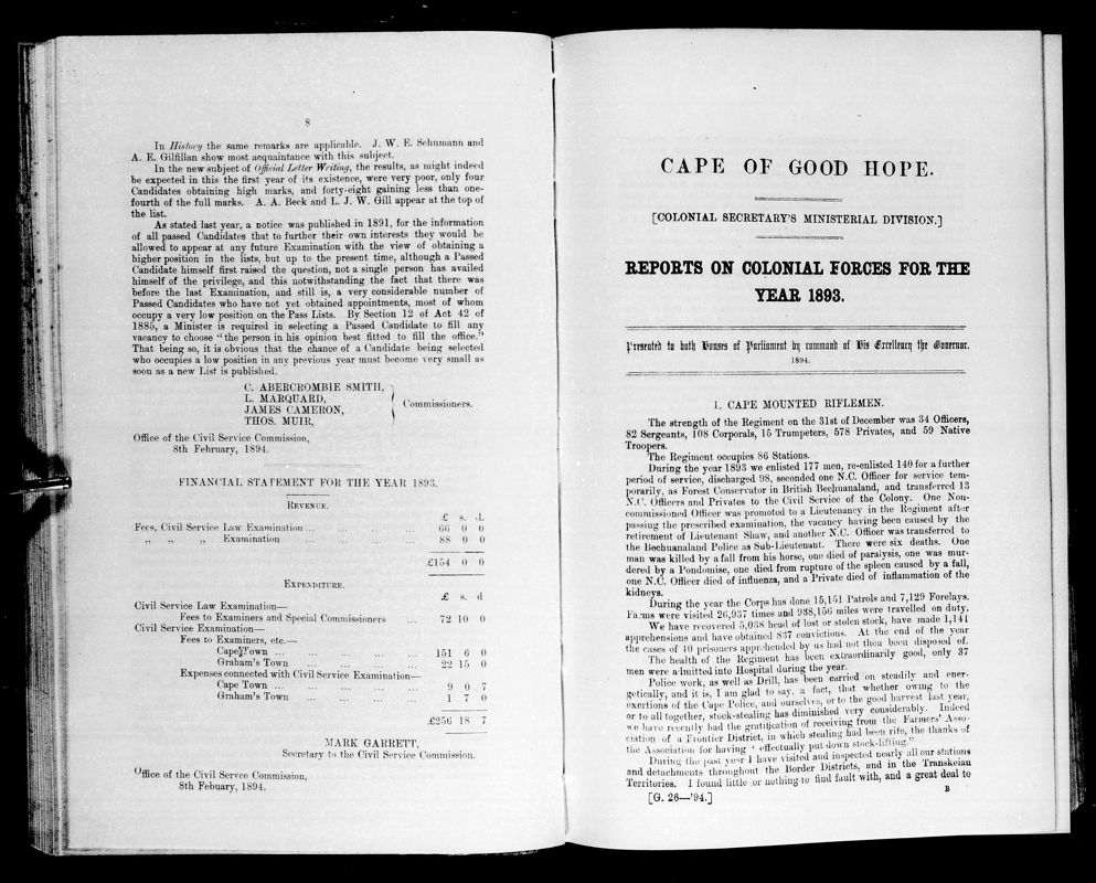View document: Reports on Colonial Forces For The Year 1893.