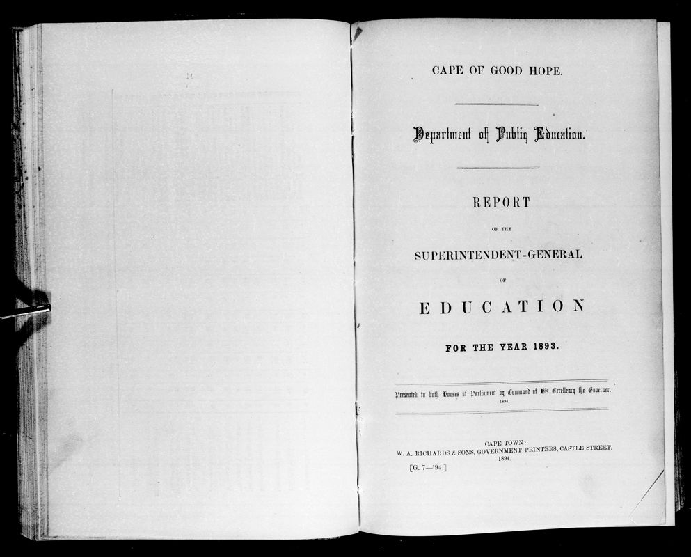 View document: Report of The Superintendent-General of Education For The Year 1893.