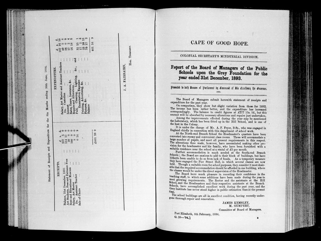 View document: Report of The Board of Managers For The Public Schools For 1893.