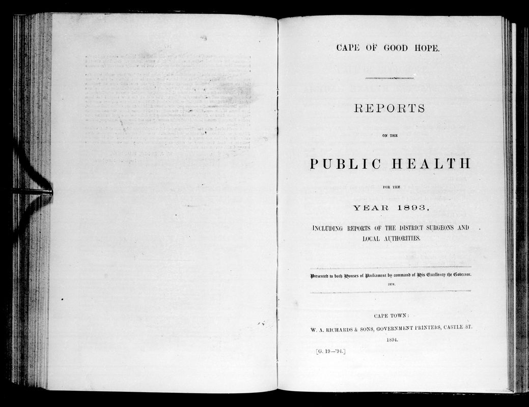 View document: Report on The Public Health For The Year 1893.