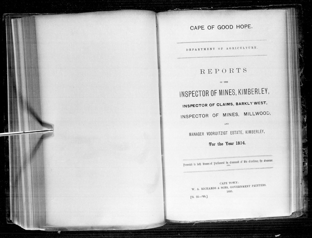View document: Reports of The Inspector of Mines For 1894.