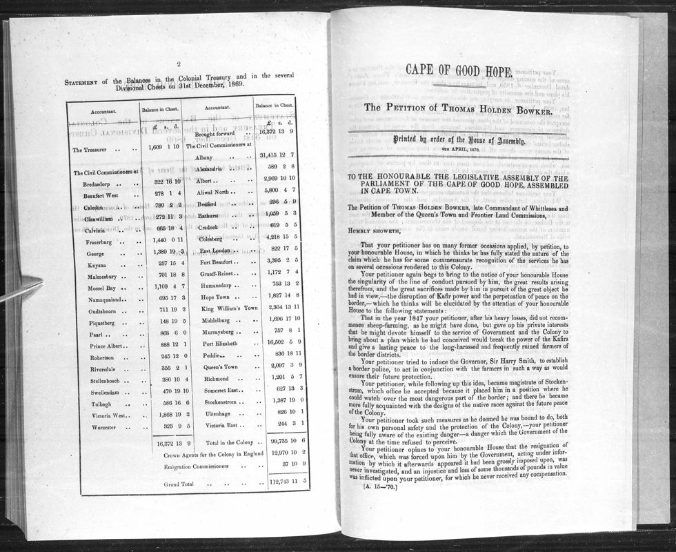 View document: Petition of Thomas Holden Bowker, 1870.