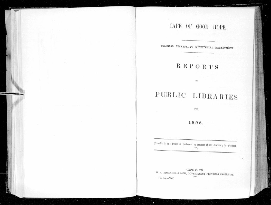 View document: Reports of The Public Libraries For 1895.