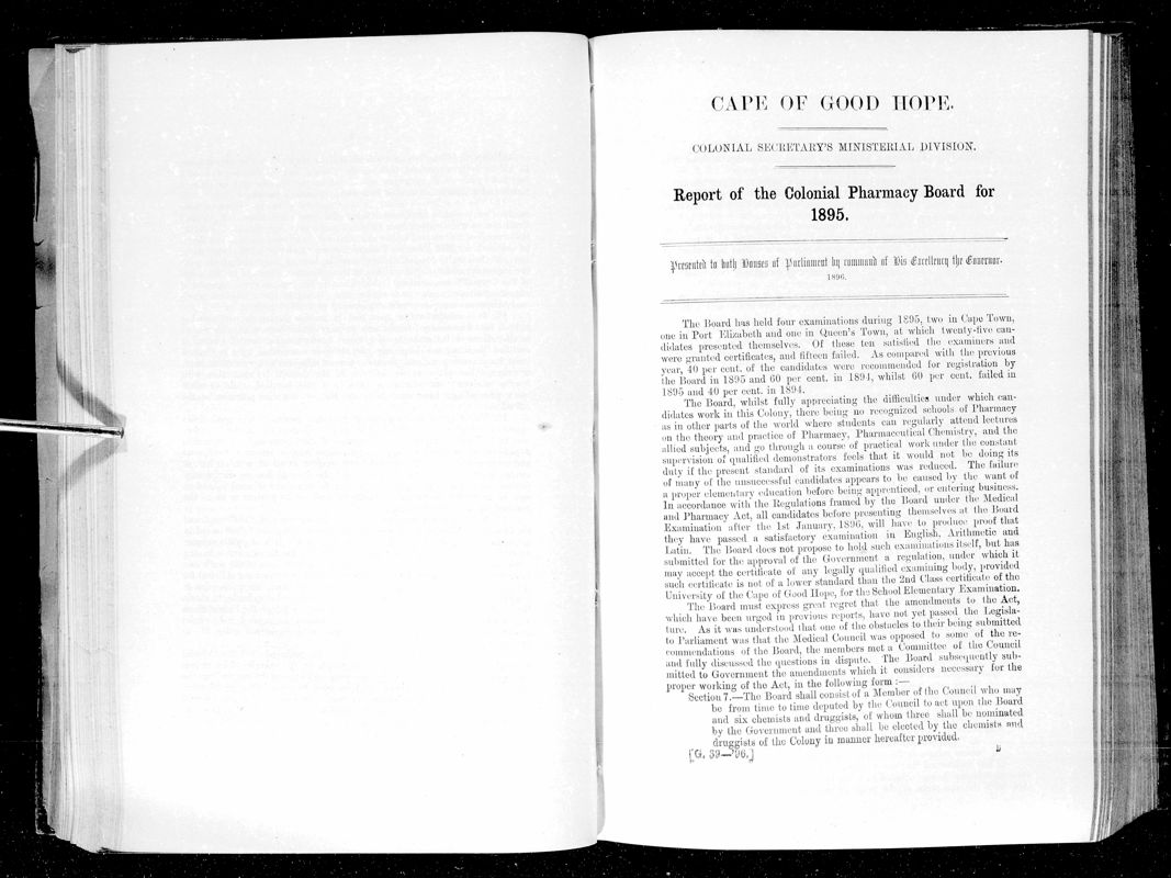 View document: Report of The Colonial Pharmacy Board For 1895.