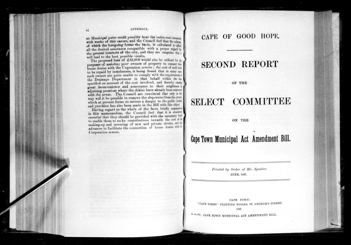 View document: Second Report of The Select Committee on The Cape Town Municipal Act Amendment Bill.