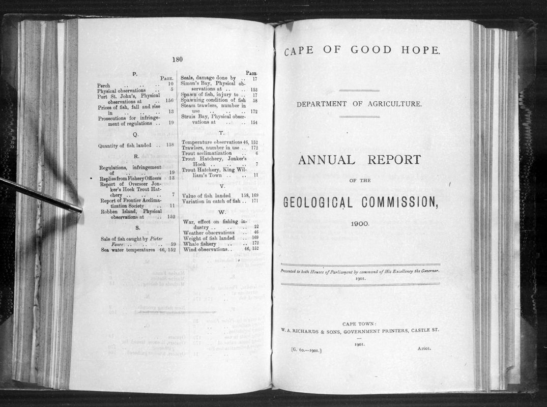 View document: Annual Report of The Geological Commission, 1900.
