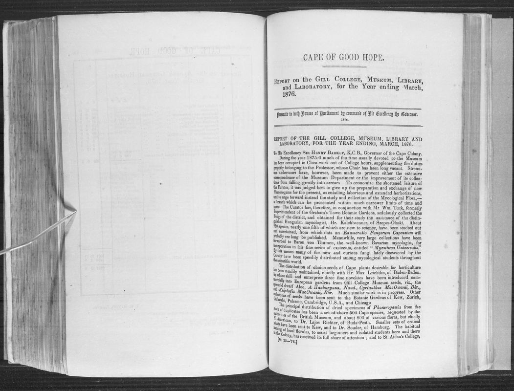 View document: Report on The Gill College, Museum, Library, and Laboratory, 1876.