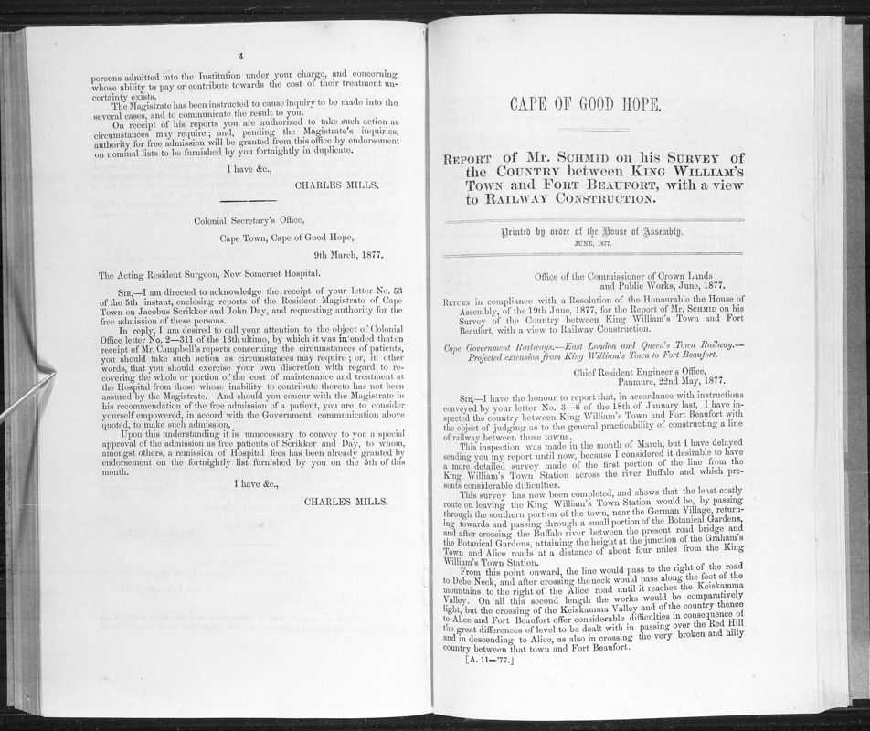 View document: Report on Railway Construction, 1877.