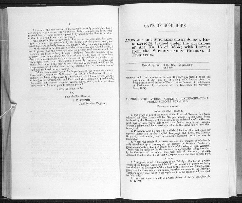 View document: Amended and Supplementary School Regulations Framed Under The Provisions of Act No. 13 of 1865.