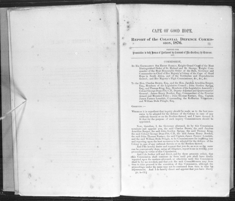 View document: Report of The Colonial Defence Commission For 1876.