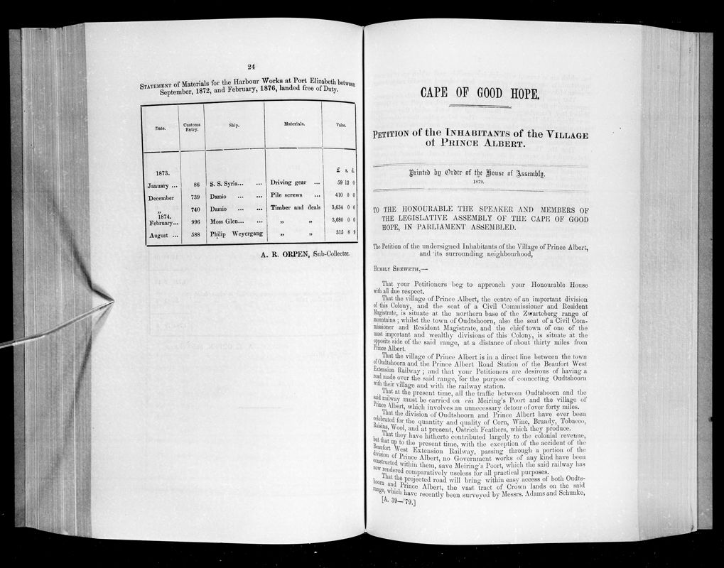 View document: Petition of The Inhabitants of The Village of Prince Albert, 1879.