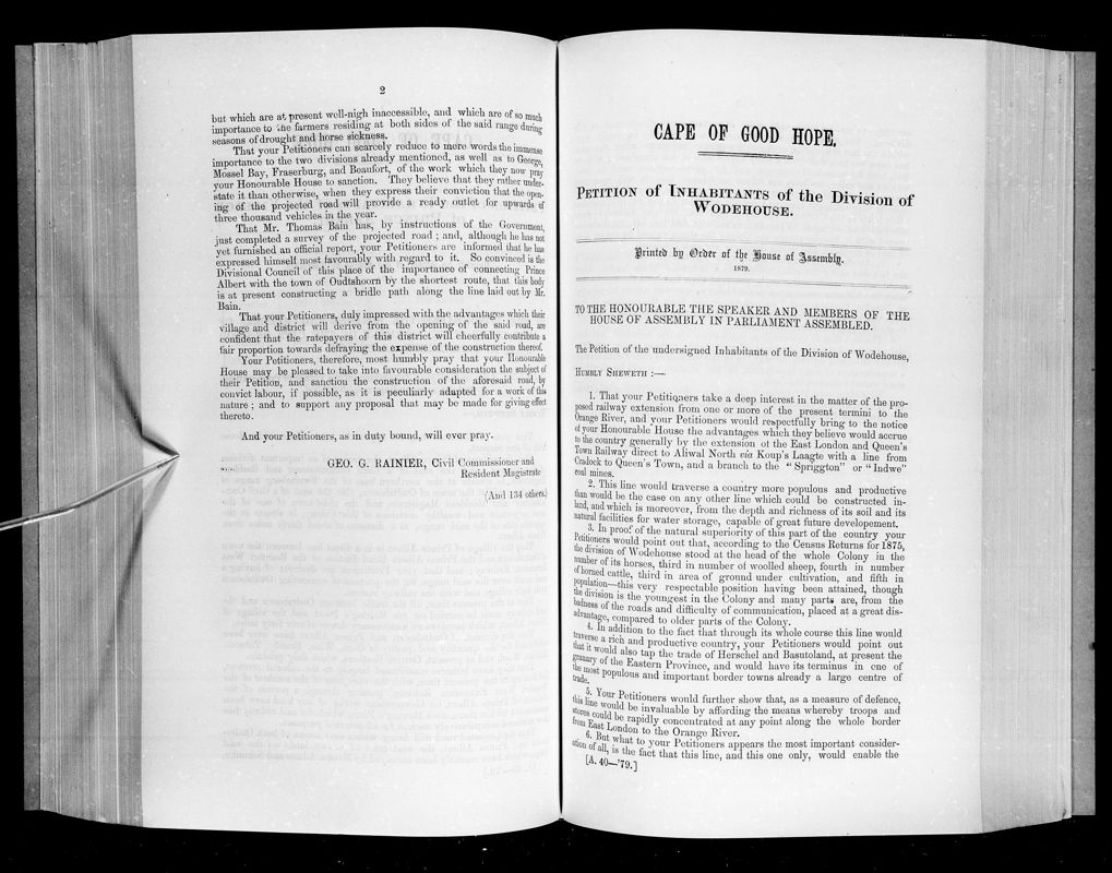 View document: Petition of The Inhabitants of The Division of Wodehouse, 1879.