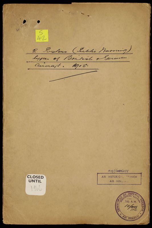 View document: AIR 1/498/15/316: Types of British and German Aircraft Posters.