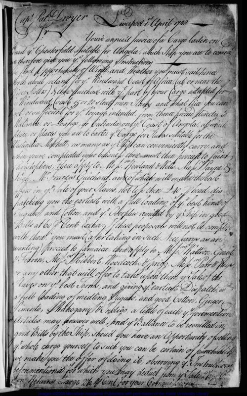 View document: Letter book, 1748-1761.