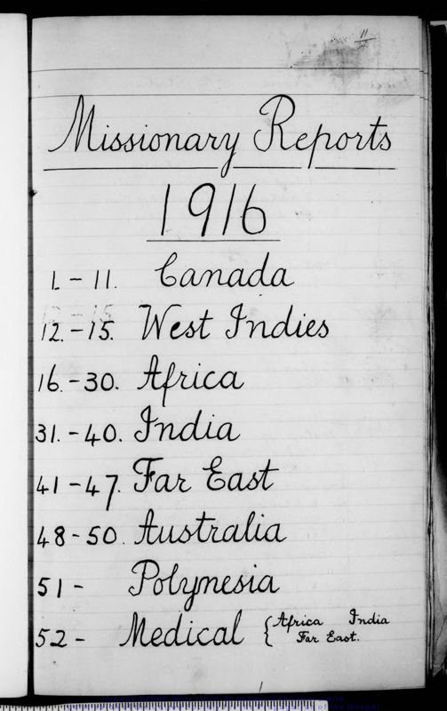 View document: Missionary reports, 1916-1917.