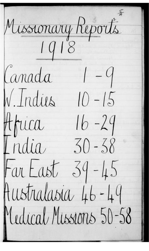 View document: Missionary reports, 1918-1920.