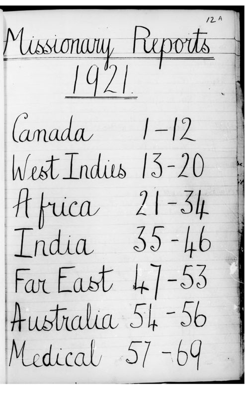 View document: Missionary reports, 1921-1922.
