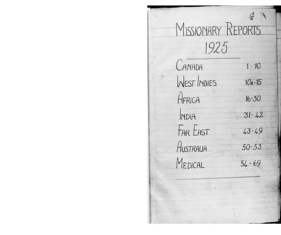 View document: Missionary reports, 1925-1927.