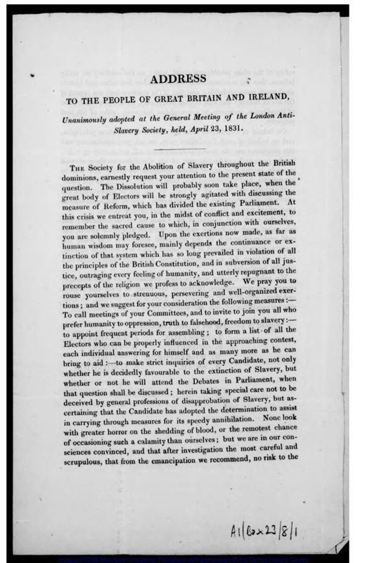 View document: Letters and printed papers relating to Henry Goulburn's parliamentary candidature (Apr 1831-May 1832.
