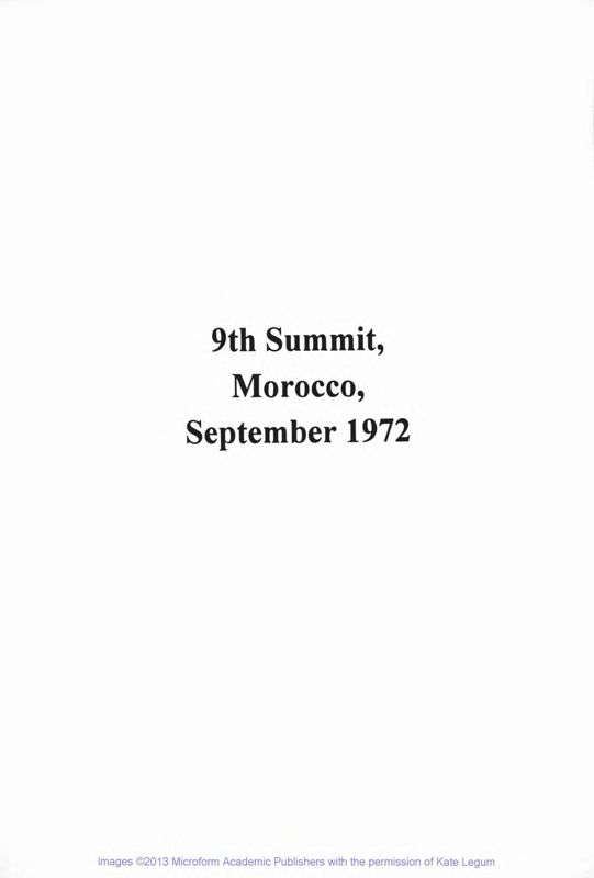 View document: Ninth Summit, Morocco, September 1972.