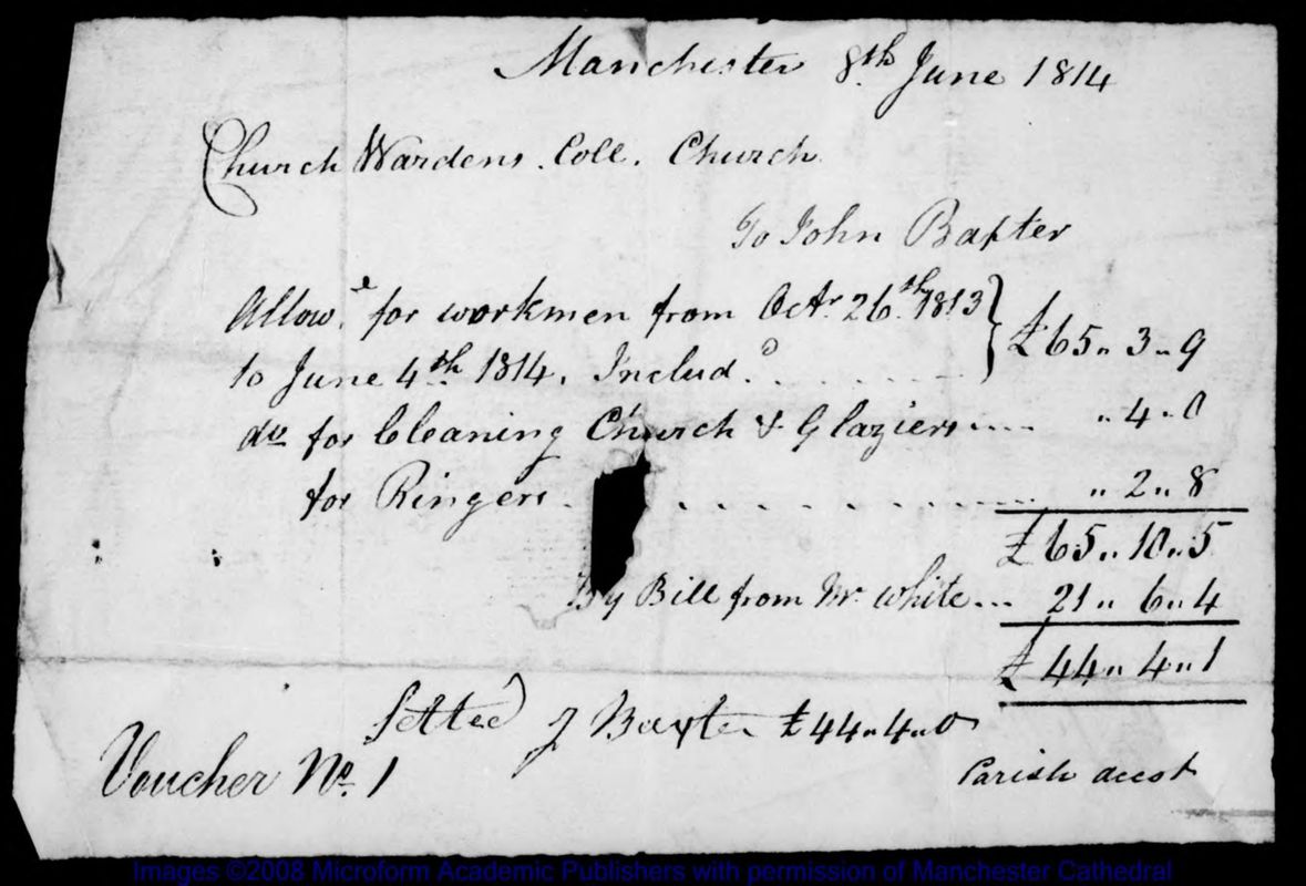 View document: Churchwardens' Vouchers, 1814-1815.