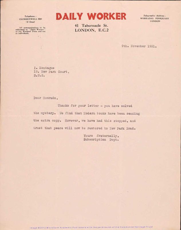 View document: Correspondence relating to written publications by Montagu (i), 1931-1971.