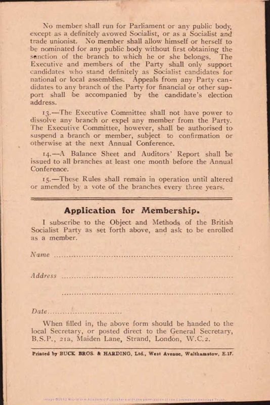 View document: Collapse of the British Socialist Party, 1919.
