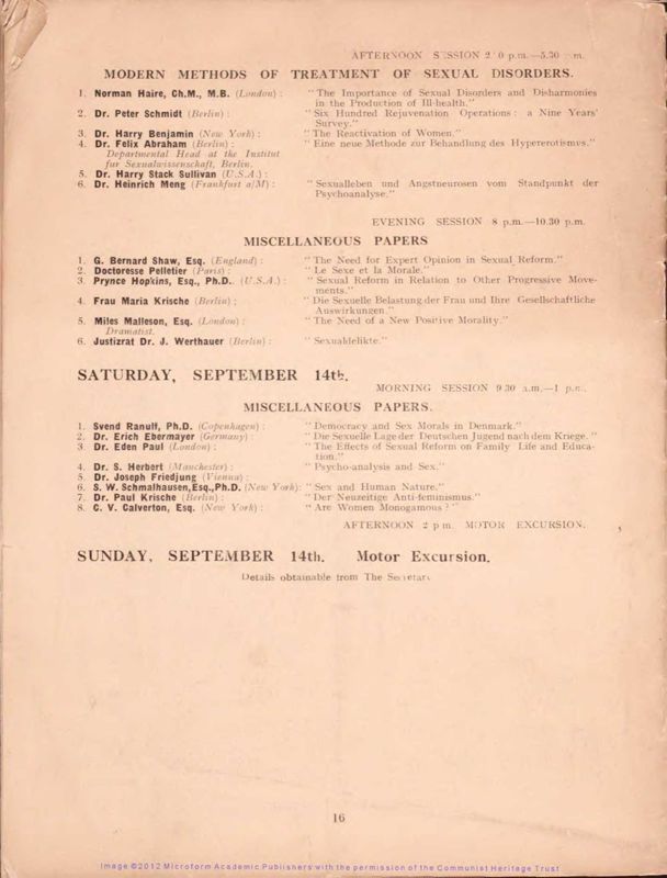 View document: Material relating to the ‘World League for Sexual Reform’, 1929-1932.