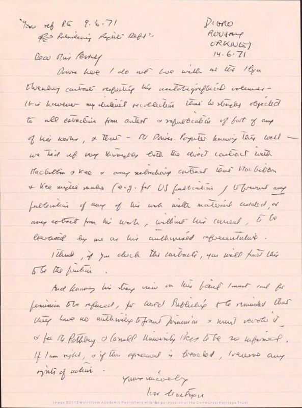 View document: Correspondence with Ilya Ehrenburg and his family, 1950-1977.