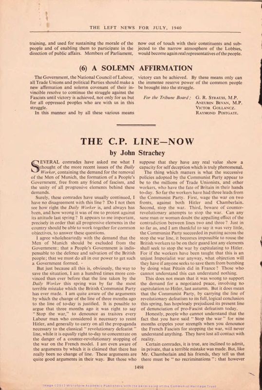 View document: Correspondence with John Strachey, 1940.