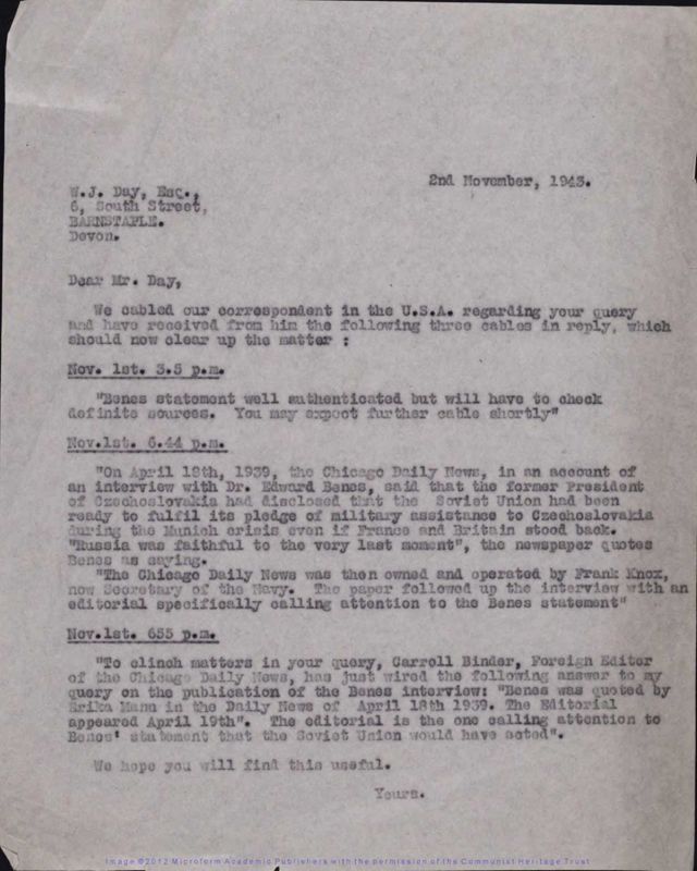 View document: Miscellaneous correspondence: Surnames D, c. 1946-1975.