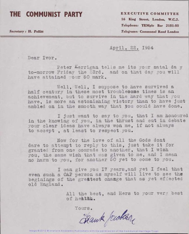 View document: Miscellaneous correspondents: Surnames J-K, c. 1925-1979.