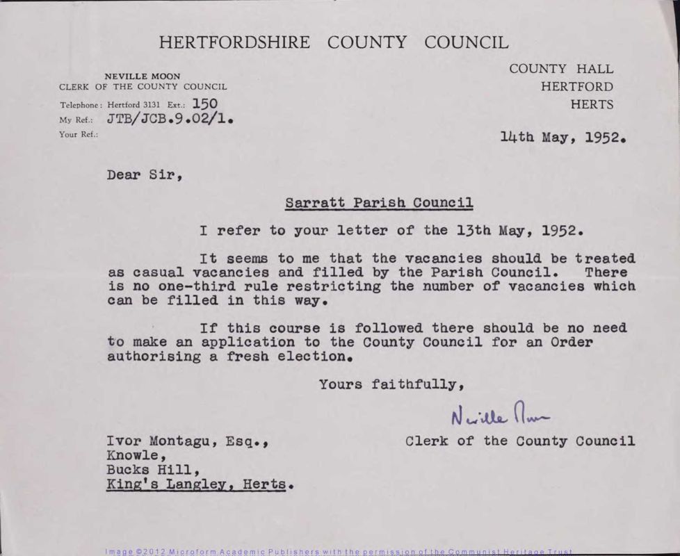View document: Political activities in Watford, 1945-1983.