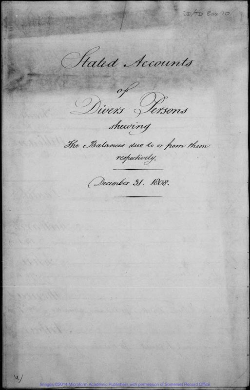 View document: Accounts of Divers Persons, 1808.
